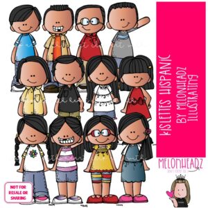 Kidlettes clip art, Hispanic COLORED Version