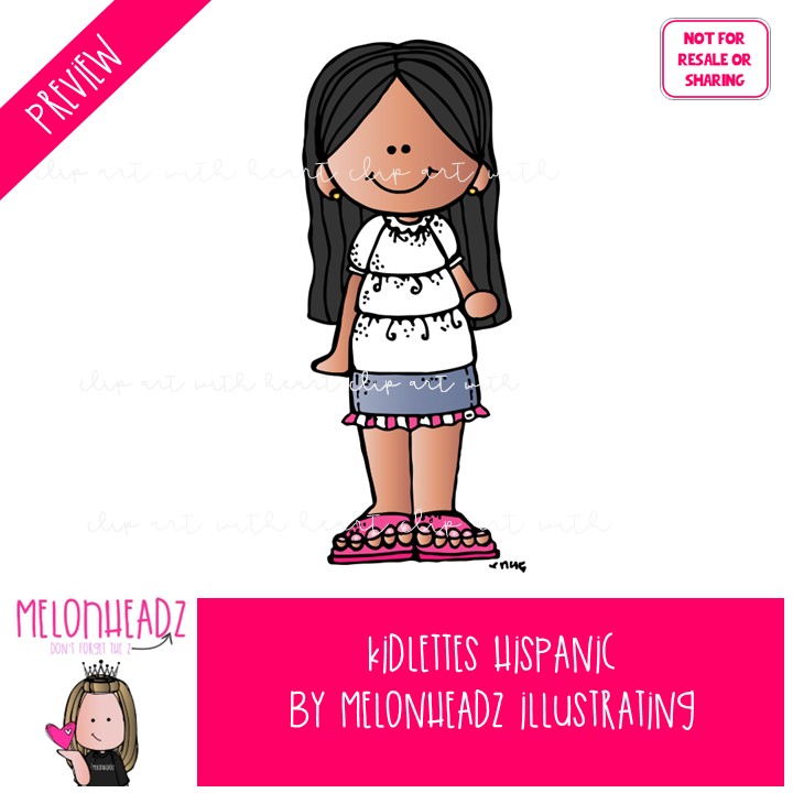 Kidlettes clip art, Hispanic COLORED Version - Image 2