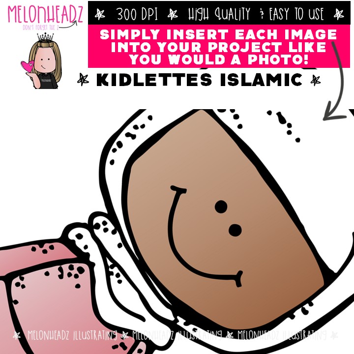 Kidlettes clip art, Islamic, Middle Eastern COMBO PACK - Image 3