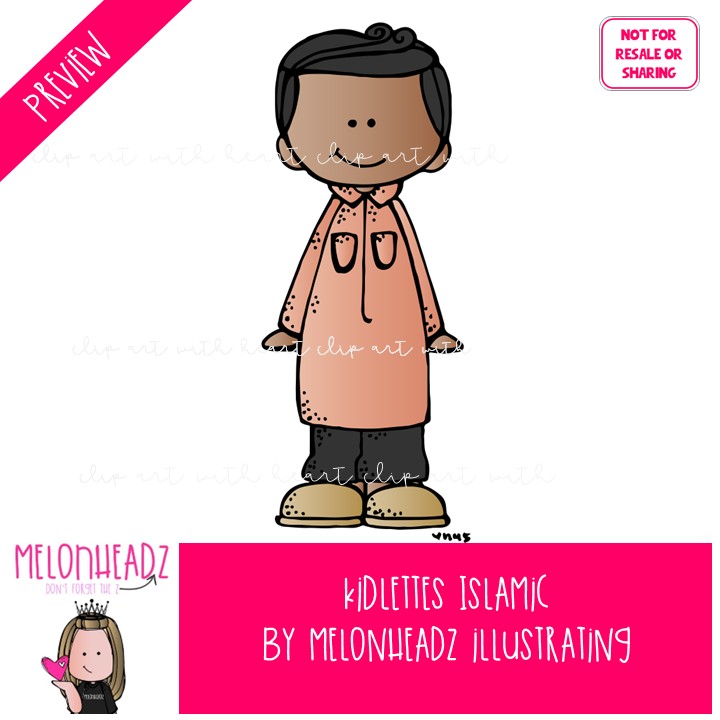 Kidlettes clip art, Islamic, Middle Eastern COLORED Version - Image 2
