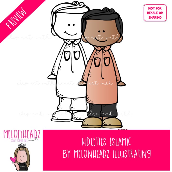 Kidlettes clip art, Islamic, Middle Eastern COMBO PACK - Image 2