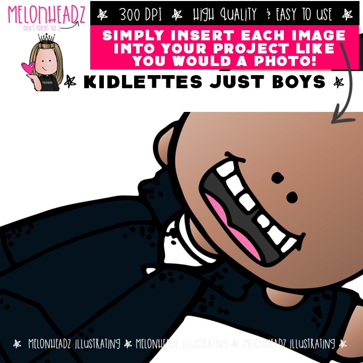 Kidlettes clip art, Just Boys, male COMBO PACK - Image 3