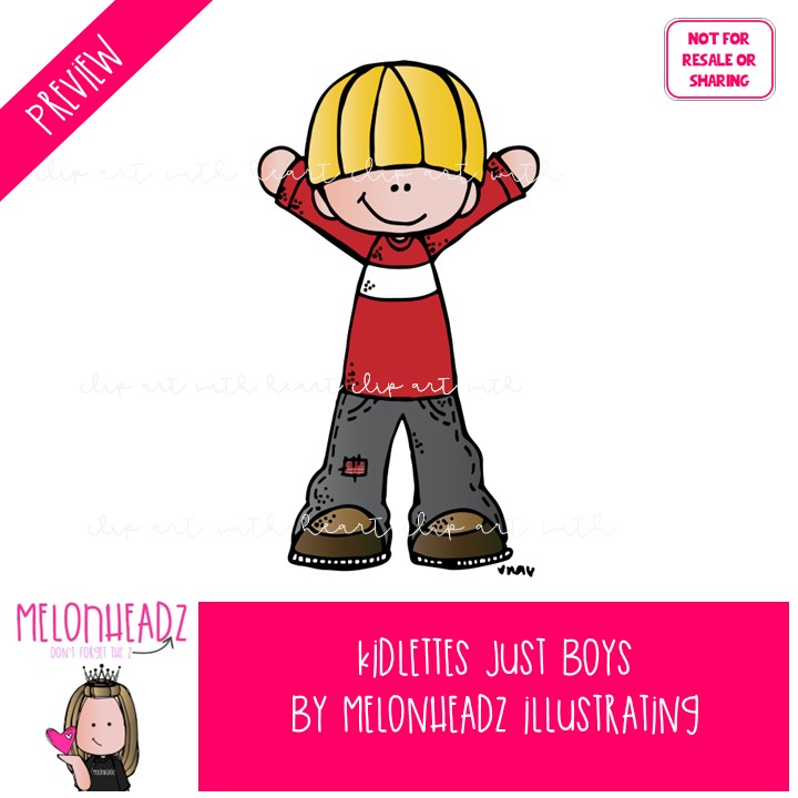 Kidlettes clip art, Just Boys, male COLORED Version - Image 2
