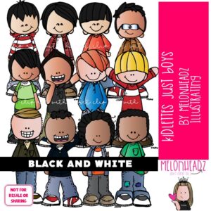Kidlettes clip art, Just Boys, male BLACK AND WHITE