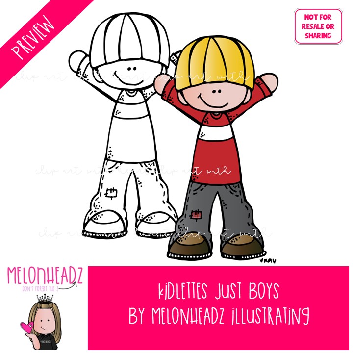 Kidlettes clip art, Just Boys, male COMBO PACK - Image 2