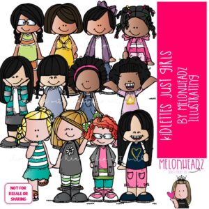 Kidlettes clip art, Just Girls, female COLORED Version