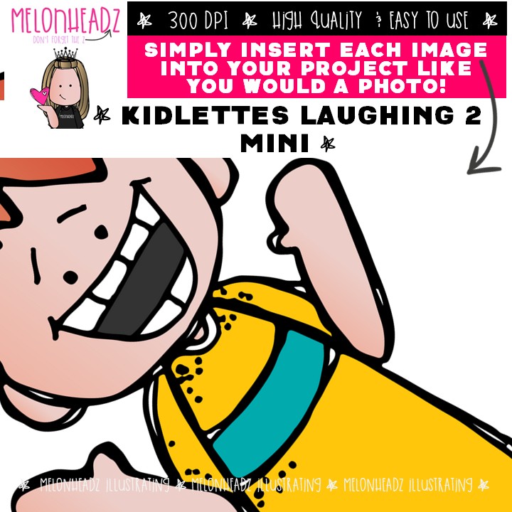 Kidlettes clip art 2019, Laughing, Happy Mini - Image 3