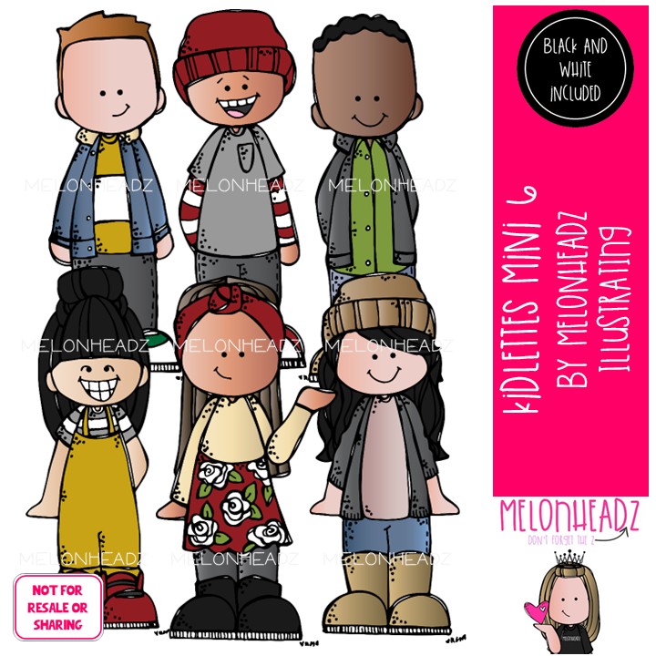 Kidlettes 6 clip art, diverse kids Mini