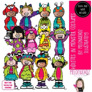Kidlettes in Monster costumes clip art, Halloween clip art, Monsters clip art COMBO PACK
