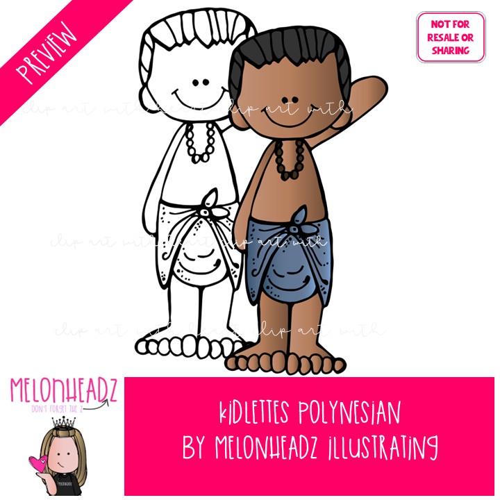 Kidlettes clip art, Polynesian, kids COMBO PACK - Image 2