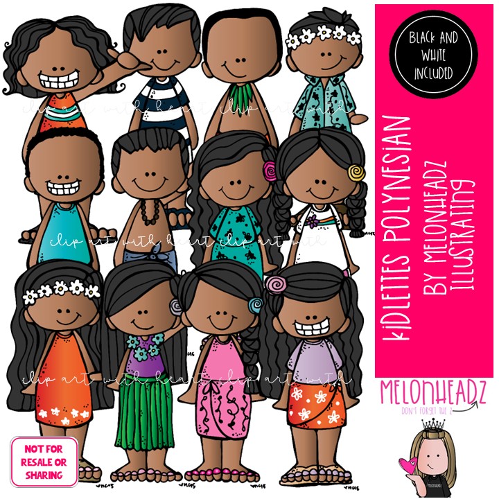 Kidlettes clip art, Polynesian, kids COMBO PACK