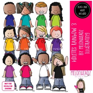 Kidlettes in Rainbow colors clip art 3 COMBO PACK