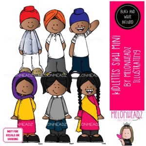 Kidlettes clip art, Sikh, Middle Eastern, head covering Mini