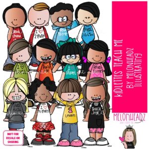 Kidlettes clip art, Teach Me, learn, read COLORED Version