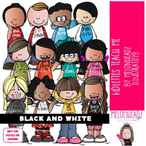 Kidlettes clip art, Teach Me, learn, read BLACK AND WHITE