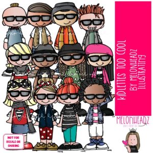 Kidlettes clip art, Too Cool, sunglasses, trendy COLORED Version