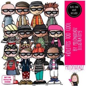 Kidlettes clip art, Too Cool, sunglasses, trendy COMBO PACK