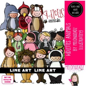 Kidlette Animals clip art, Costume clip art, Halloween clip art LINE ART and BLACK AND WHITE