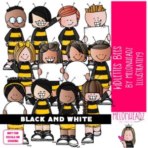 Kidlettes clip art, Bee clip art, Spelling Bee clip art, Costume BLACK AND WHITE
