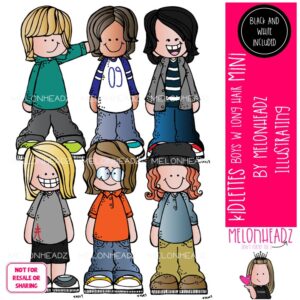 Kidlettes clip art, Boys with long hair clip art Mini
