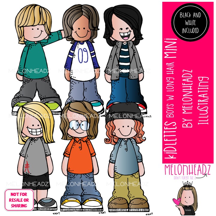 Kidlettes clip art, Boys with long hair clip art Mini