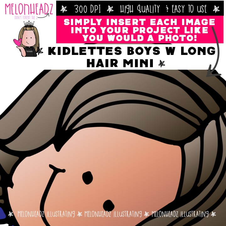 Kidlettes clip art, Boys with long hair clip art Mini - Image 3