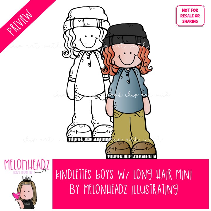 Kidlettes clip art, Boys with long hair clip art Mini - Image 2