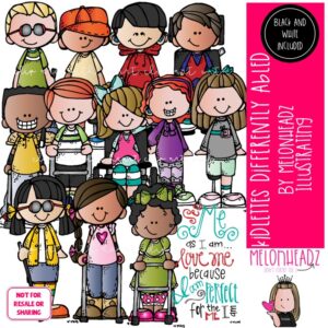 Kidlettes clip art, differently abled, disabilities COMBO PACK