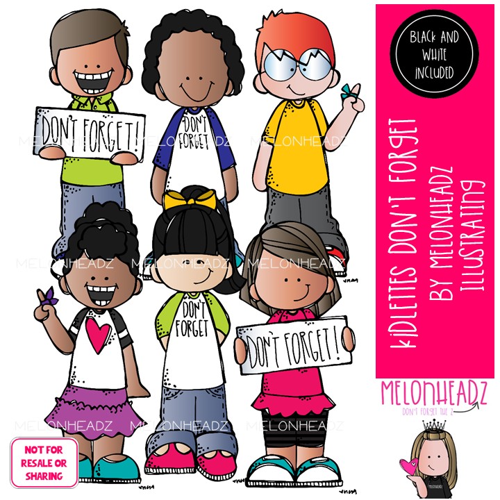 Kidlettes clip art, Don't Forget, reminder Mini