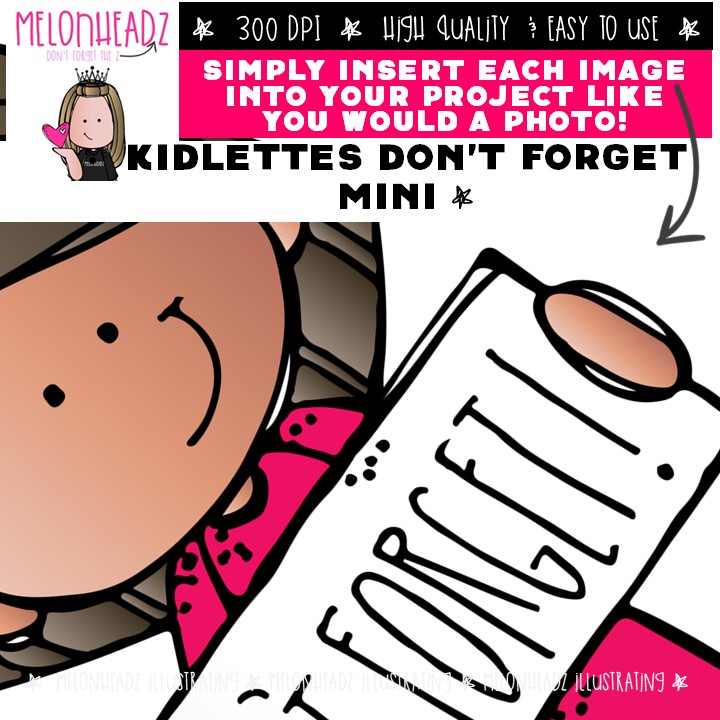 Kidlettes clip art, Don't Forget, reminder Mini - Image 3