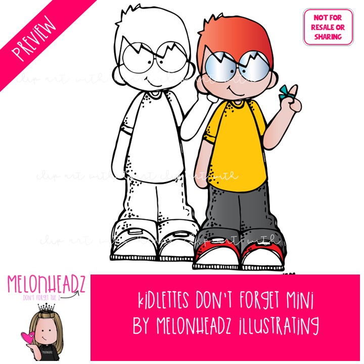 Kidlettes clip art, Don't Forget, reminder Mini - Image 2