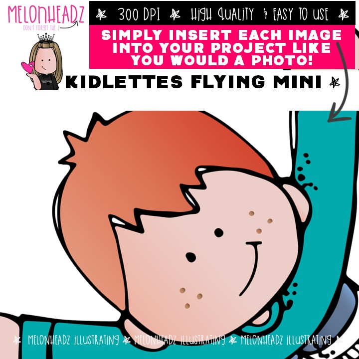 Kidlettes clip art, Flying, action Mini - Image 3