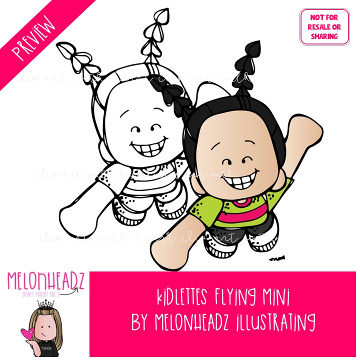 Kidlettes clip art, Flying, action Mini - Image 2
