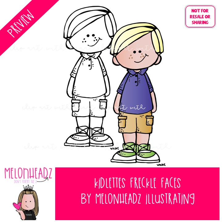 Kidlettes clip art, Freckle Faces, kid COMBO PACK - Image 2