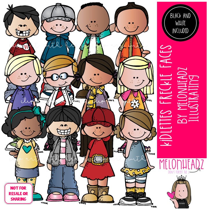 Kidlettes clip art, Freckle Faces, kid COMBO PACK