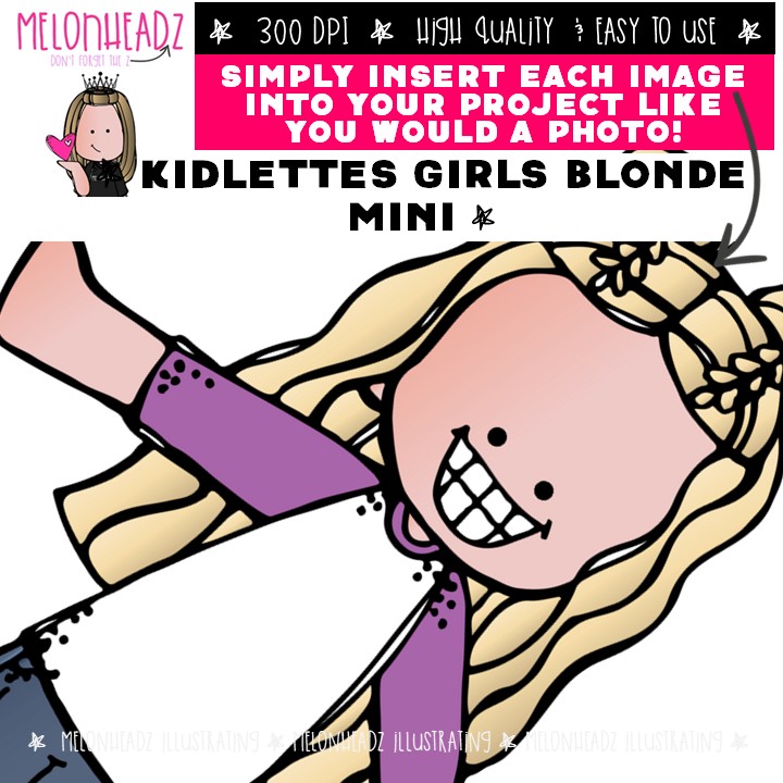 Kidlettes clip art, Girls, Blonde Mini - Image 3