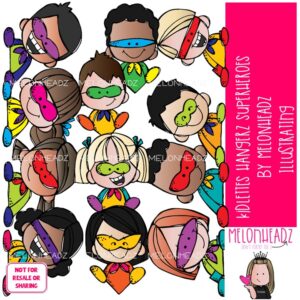 Kidlettes clip art, Hangerz, Superheroes COLORED Version