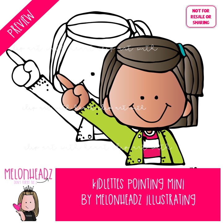 Kidlettes clip art, Pointing, Hangerz Mini - Image 2