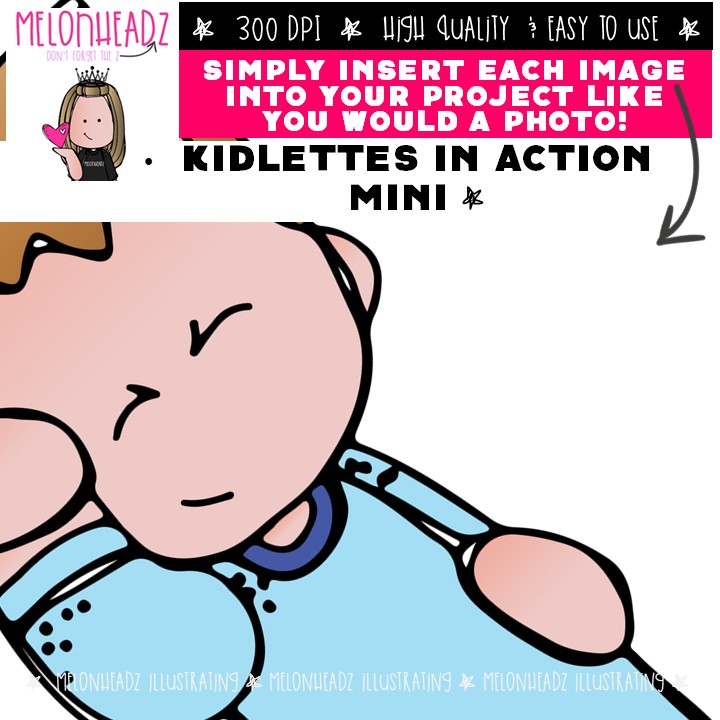 Kidlettes in Action clip art, Verbs clip art, Action Words clip art Mini - Image 3