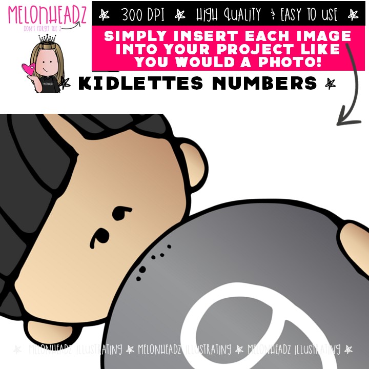 Kidlettes with Numbers clip art, math COMBO PACK - Image 3