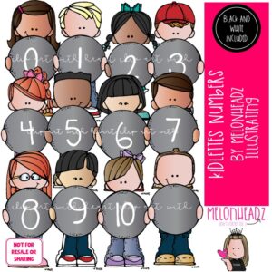 Kidlettes with Numbers clip art, math COMBO PACK