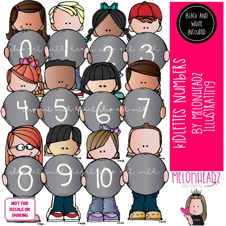 Kidlettes with Numbers clip art, math COMBO PACK
