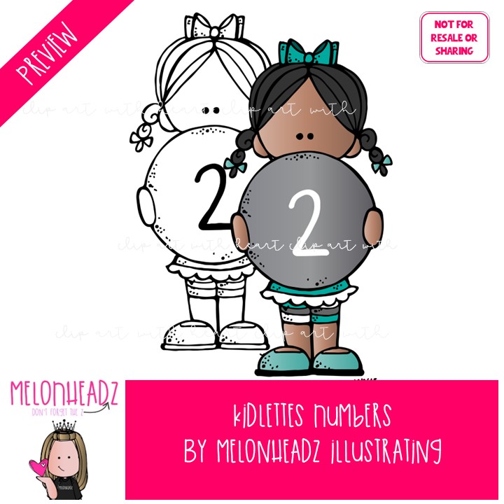 Kidlettes with Numbers clip art, math COMBO PACK - Image 2