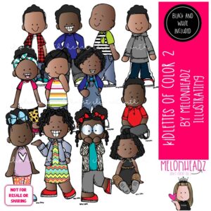 Kidlettes of Color 2 clip art, African American COMBO PACK