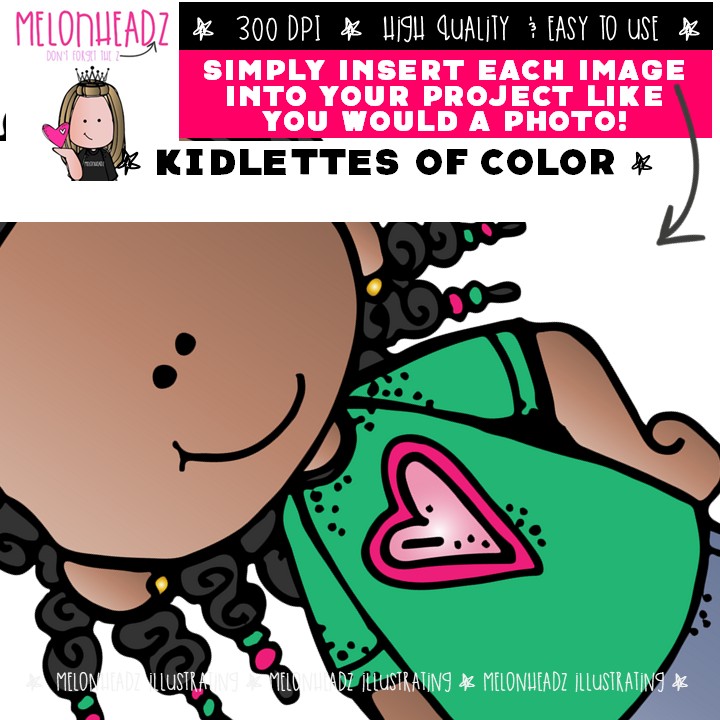 Kidlettes of Color clip art, African American COLORED Version - Image 3
