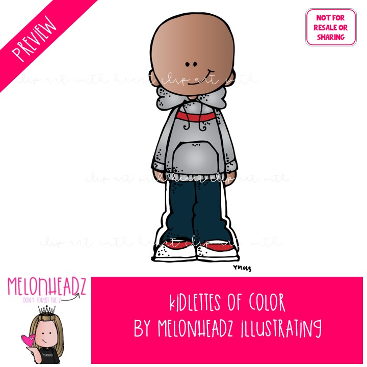 Kidlettes of Color clip art, African American COLORED Version - Image 2