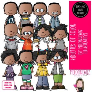 Kidlettes of Color clip art, African American COMBO PACK