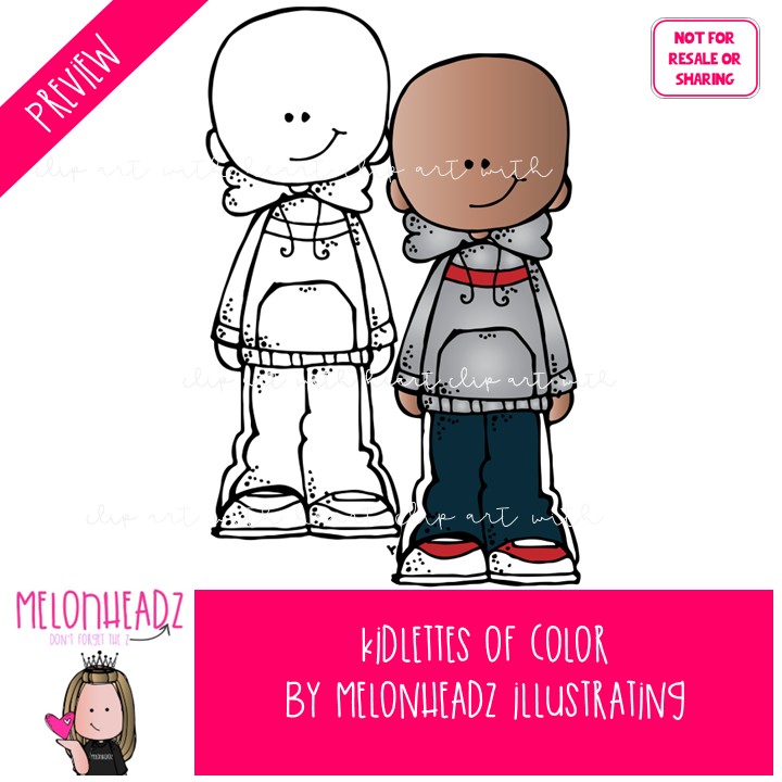 Kidlettes of Color clip art, African American COMBO PACK - Image 2