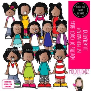 Kidlettes of Color clip art, Girls clip art, African American clip art COMBO PACK