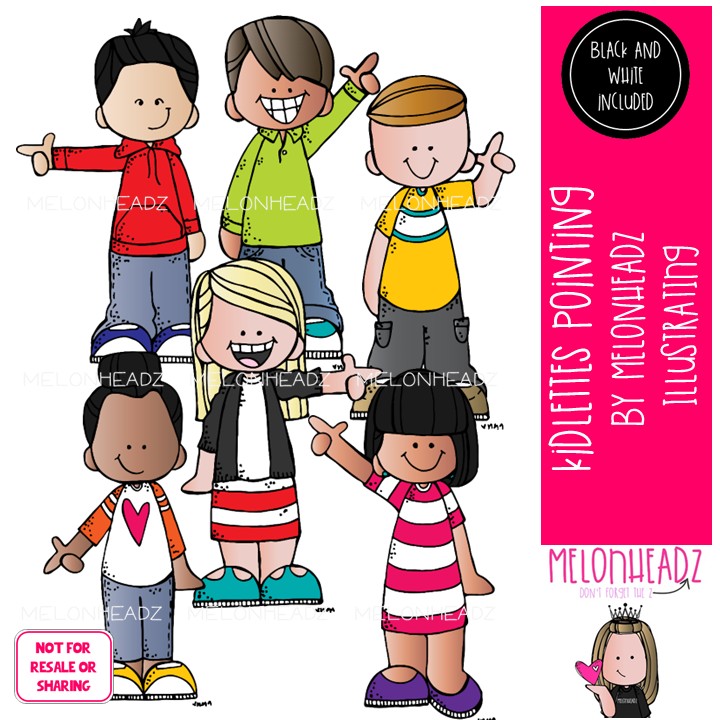 Kidlettes clip art, Pointing, kids Mini